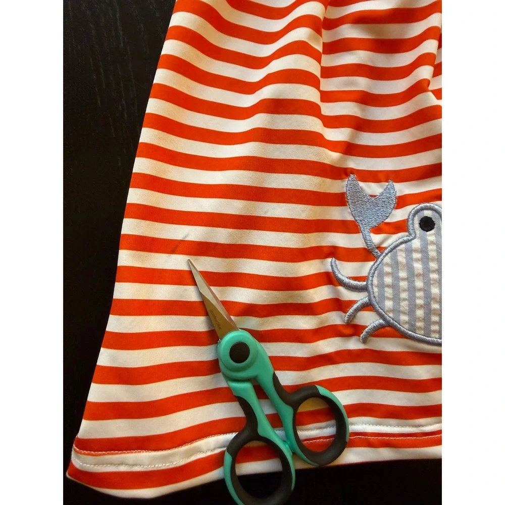 BB Baby Crab Smocked Sundress Girls Size 7 Striped Bow Sleeves Summer Resortwear - Picture 14 of 15